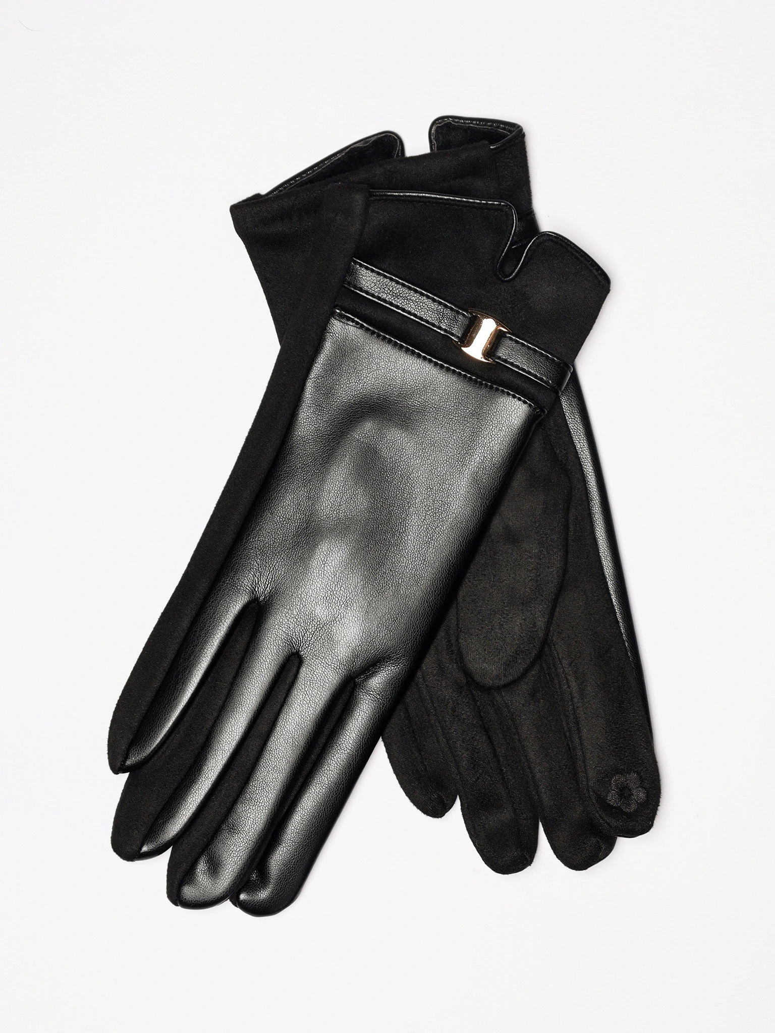 Перчатки комбинированные с декоративной пряжкой в ассортименте